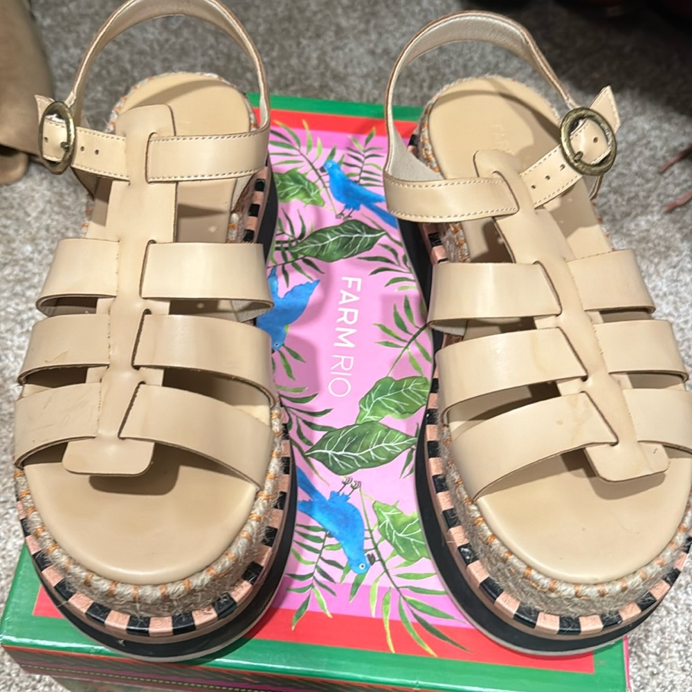 FARM Rio Beige Espadrille Platform Sandal